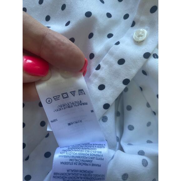 NWT FLAWS CHAPS No Iron Shirt Easy Care Slimming Fit Long Sleeve Polkadot Large - Picture 7 of 9